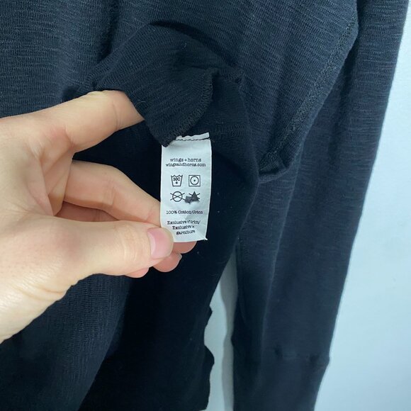 Wings + Horns Classic L/S Henley Shirt Black mens size large - Picture 4 of 4